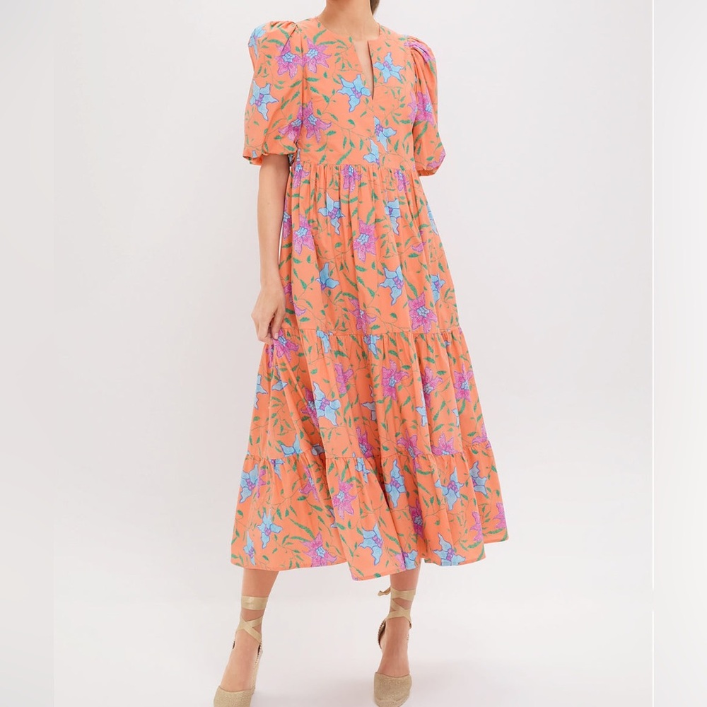 NWT TUCKERNUCK Hyacinth House Orange Multi Floral Cisco Maxi Dress Size L